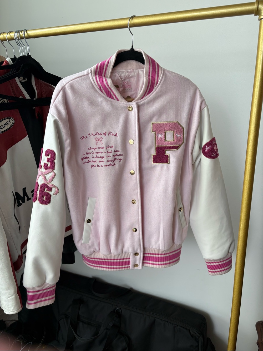 Victorias Secret Pink Loveshack Fancy Varsity Jacket Size Small